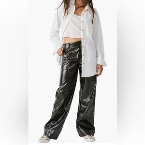 Free People leather straight leg pants oversized